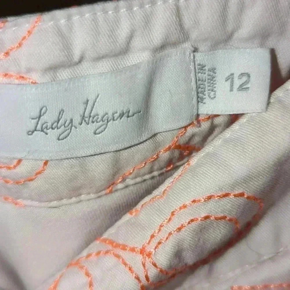 Lady Hagen Skort Size 12.  Cream background with orange/peach embroidery. - Picture 2 of 9